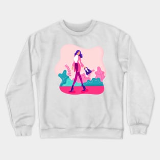 Girl in Fall Fashion Crewneck Sweatshirt